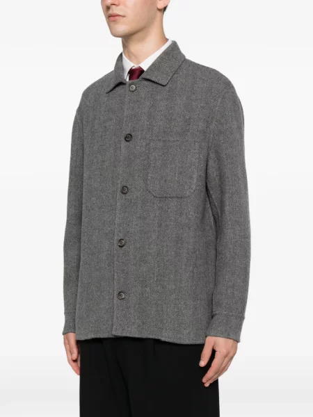 Cămașă Eleventy cu model herringbone gri