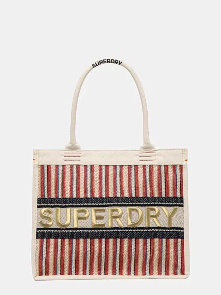 Haftowana torebka Superdry beżowa