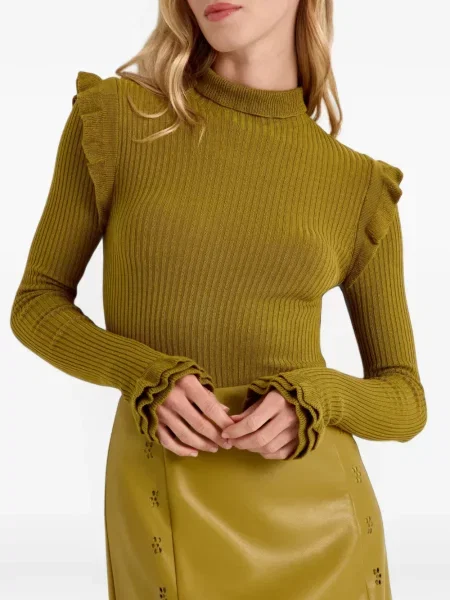 Pulover Marie Oliver cu volane verde