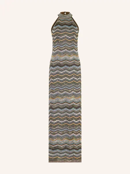 Missoni Pletené Šaty S Třpytivou Přízí A Flitry tmavě hnědá tyrkysová oranžová