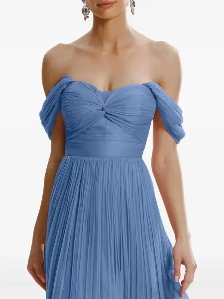 Rochie midi Framboise până la genunchi cu umerii deschiși de costum albastru