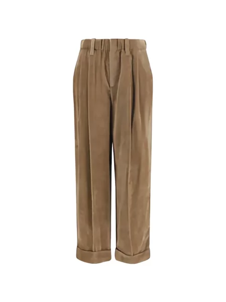 Pantaloni Brunello Cucinelli de catifea cord maro