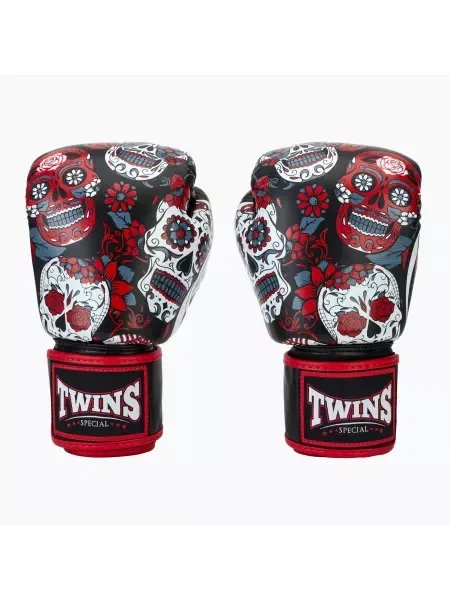 Rękawice bokserskie Twins Special Fancy Skull red/black czarne