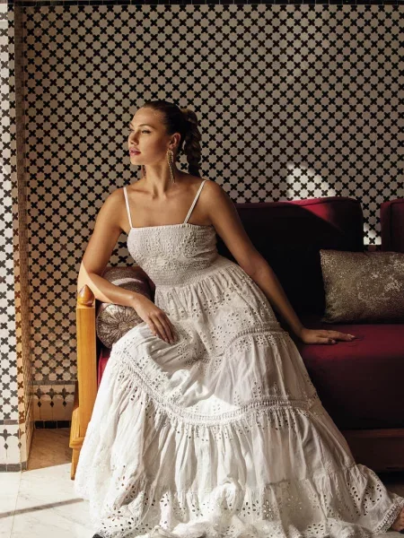 Летний длинный сарафан из білий