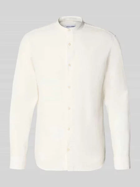Koszula casual z domieszką lnu model BREEZE' Jack & Jones biała