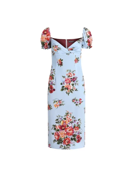 Sukienka Dolce And Gabbana z nadrukiem niebieska