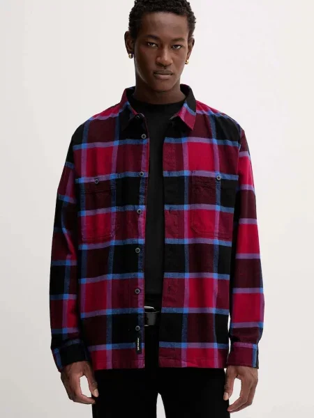 Košile Vans relaxed s klasickým límcem vínová