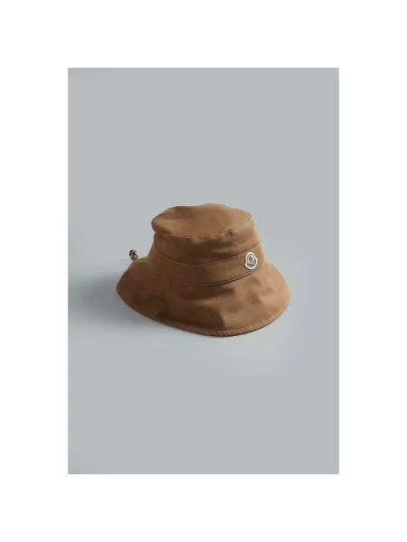 Kapelusz Moncler płócienny z logo brązowy
