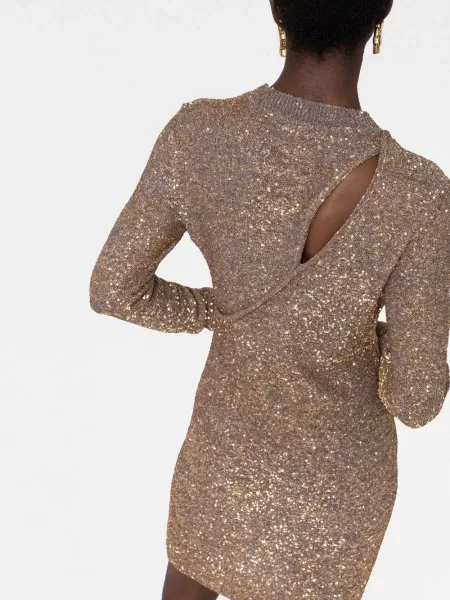 Pletené oblekové šaty Stella Mccartney s flitry šedé