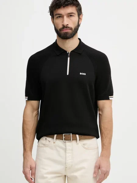 BOSS Green pulover pentru bărbați negru