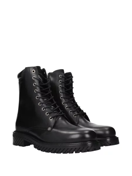 Botine Off-white cu șireturi din piele alb