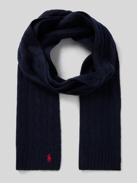 Polo Ralph Lauren szalik wełniany gładki granatowy