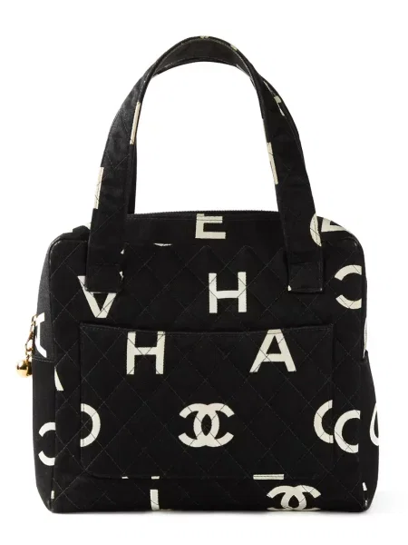 Plátěná kabelka Chanel Pre-owned s potiskem černá