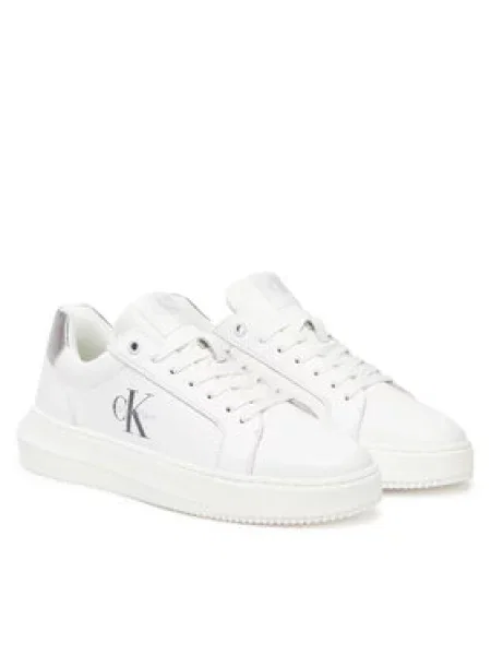 Calvin Klein Jeans Sneakersy Chunky Cupsole Lth Silver bílá