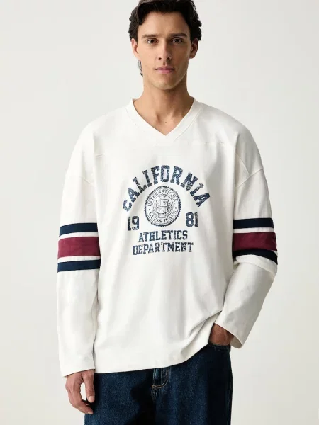 Tricou cu mânecă lungă Guess Jeans alb