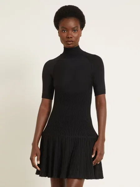 Alaïa Sukienka Z Dzianiny schwarz czarna