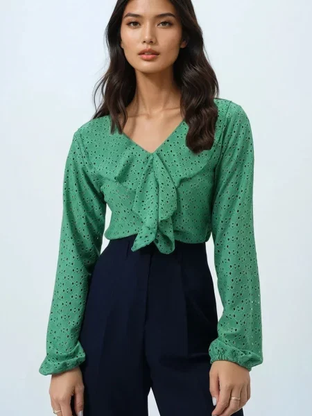 Trend Alaçatı Stili Bluză limetă verde