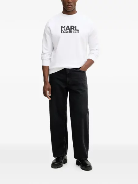 Kerek nyakú szvetter Karl Lagerfeld nyomtatás fehér