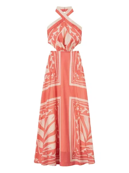 Rochie maxi Twinset cu gât halter de costum portocaliu