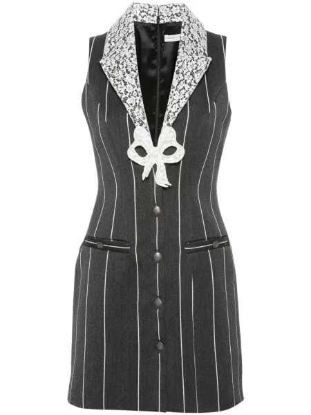 Rochie mini Alessandra Rich fără mâneci cu dungi de costum gri