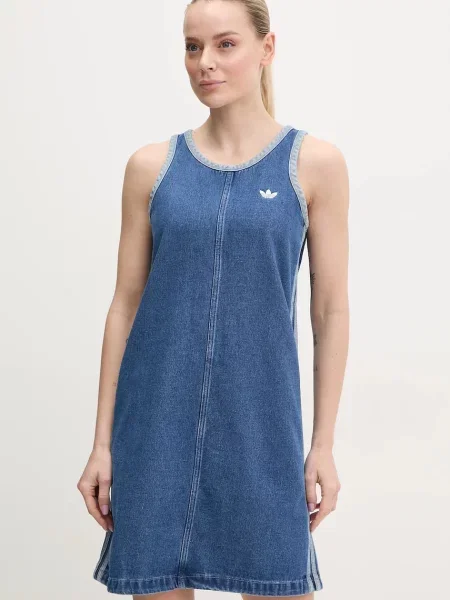 Adidas Originals sukienka jeansowa DENIM 3S DRESS mini prosta niebieski