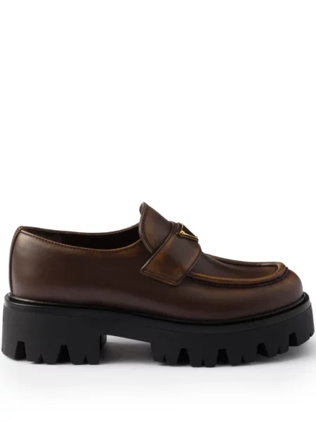 Pantofi loafer Prada cu platformă maro