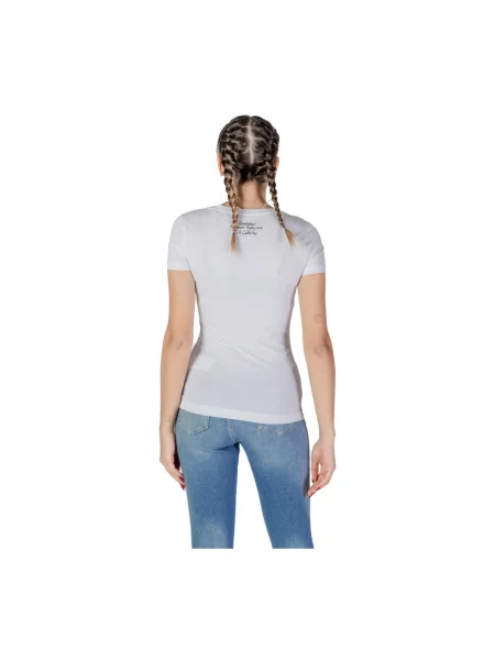 Guess Koszulki Kobieta XS T-shirt z trójkątnym kwiatem biały