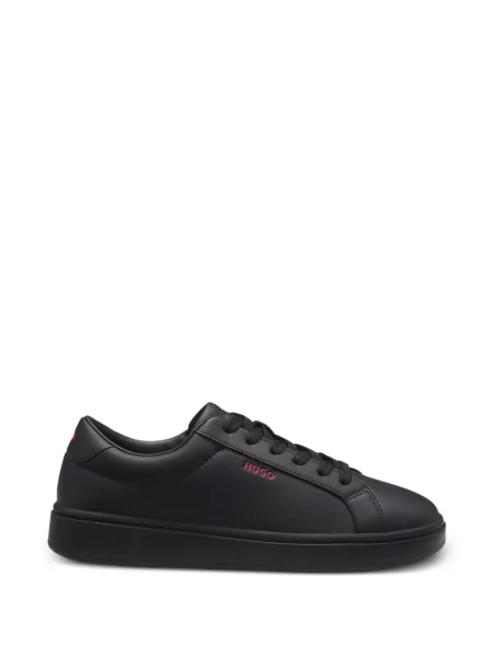 Sneakerși Boss din piele cu autograf negru
