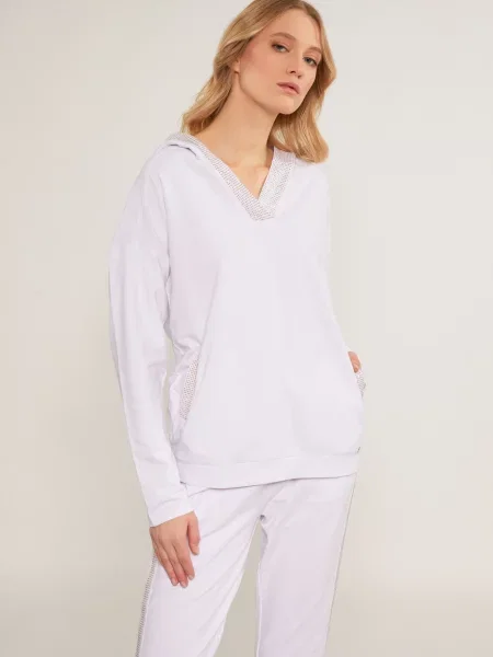 Kryształ górski bluza z kapturem Monnari biała