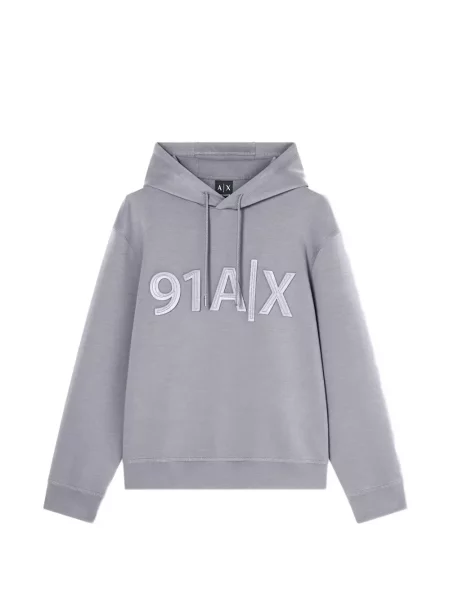 Hanorac cu glugă Armani Exchange cu aplicații gri