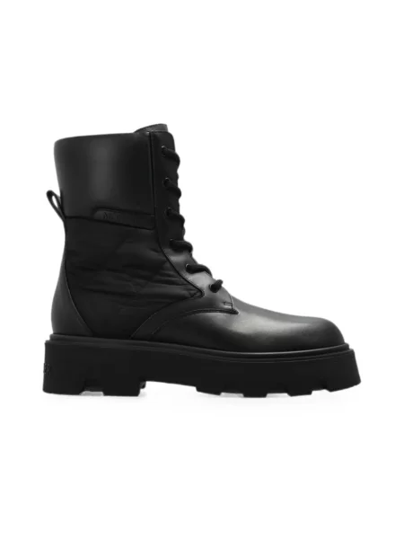 Botki Moncler sznurowane skórzane czarne