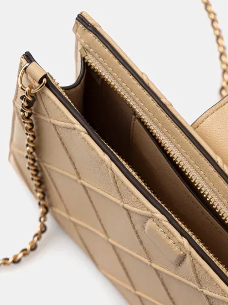 Шкіряна сумочка Tory Burch Fleming бежевий