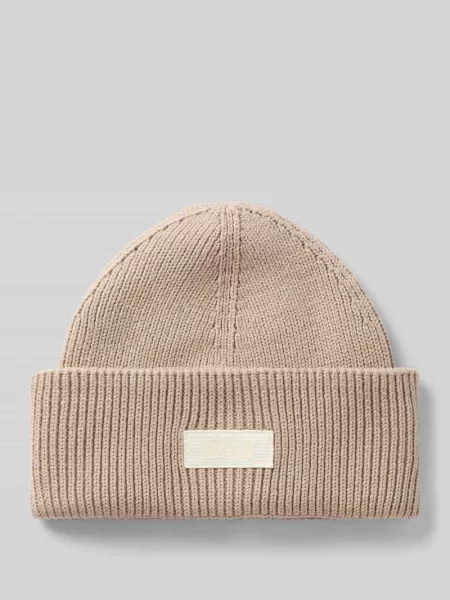 Czapka beanie z naszywką z logo Drykorn beżowa