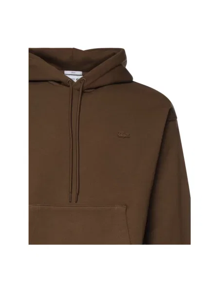 Bluza z kapturem Lacoste polarowa z kapturem brązowa