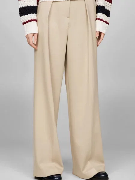 Широкі штани Tommy Hilfiger з джерсі бежеві