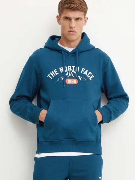 Суичър с качулка The North Face с качулка с принт