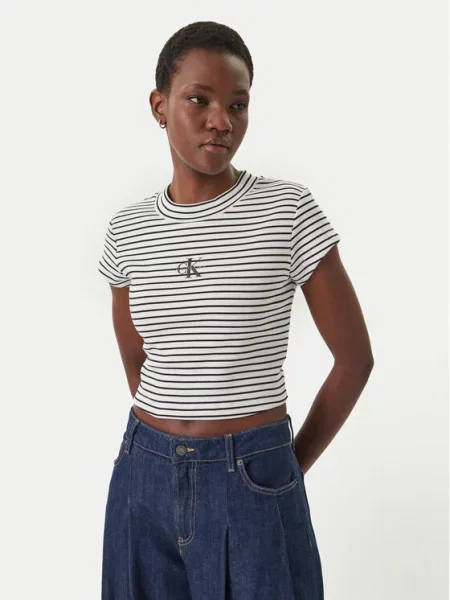 Calvin Klein Jeans Tričko / biela čierna