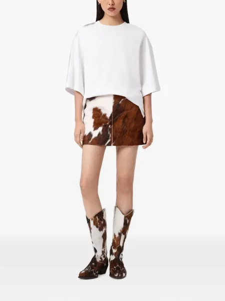 Mini szoknya Allsaints nyomtatás barna