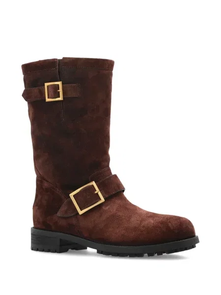Botine Jimmy Choo cu cataramă biker maro