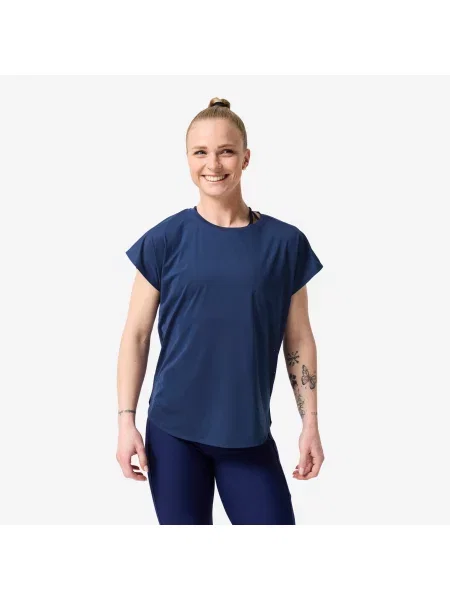 Koszulka fitness Domyos krótki rękaw niebieska