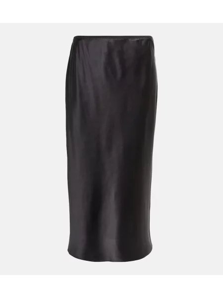 Fustă midi Joseph din satin până la genunchi negru