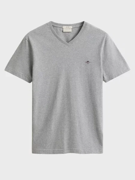 Футболка Gant с V-образным вырезом серая
