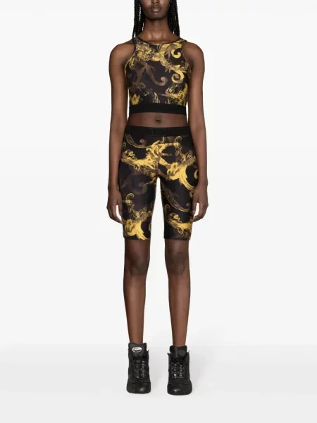 Raštuota marškinėliai be rankovių Versace Jeans Couture juoda