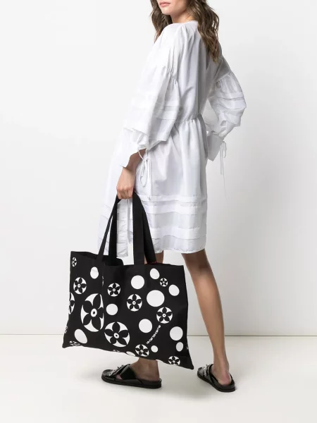 Шопинг чанта 10 Corso Como на цветя с принт черно