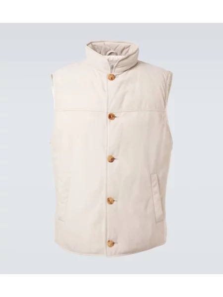 Puh brezrokavnik Brunello Cucinelli iz semiša bež