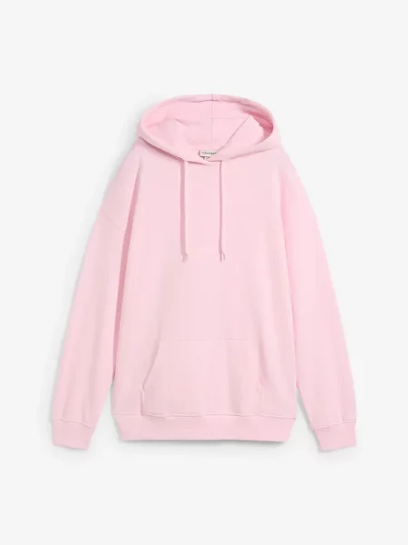 Bluza z kapturem oversize z mieszanki bawełny różowa