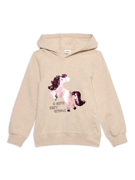 S.Oliver Sweater majica bež / patlidžan / svijetloljubičasta bijela