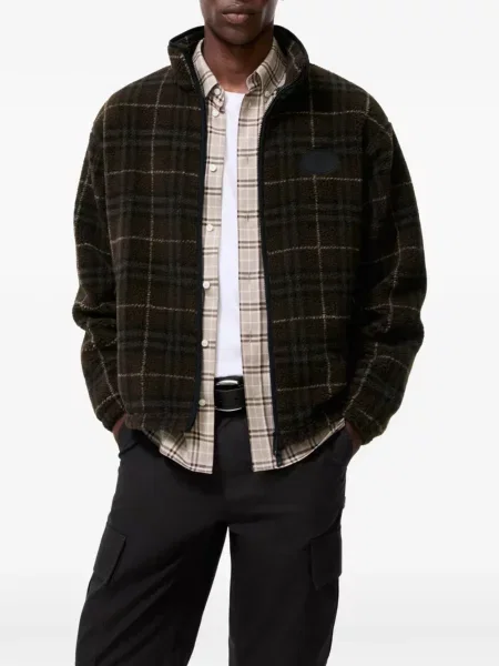 Geacă Burberry de lână în carouri maro