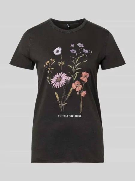 T-shirt w kroju regular fit z czystej Model LUCY' Only czarna
