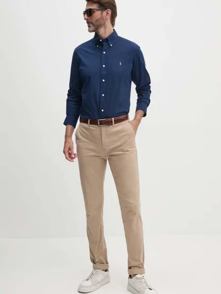 Koszula Polo Ralph Lauren z logo ze stretchu granatowa